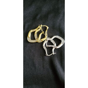 2 pair of earrings. Gold and silver rhinestone hoop earrings #rhinestonejeweller